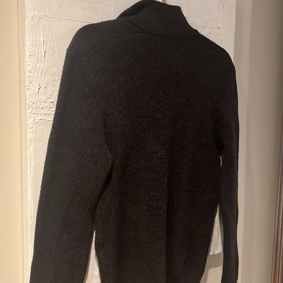 NEW Theory Merino Wool MEDIUM 1/4 Zip Pullover Sweater Ribbed Dark Grey MEN - Picture 9 of 10